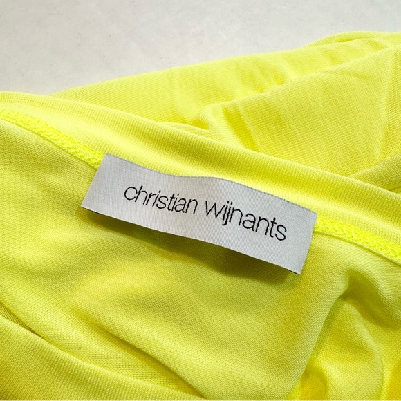 Christian Wijnants Mesh Top Lime Neon Yellow Long Sleeve Crewneck, Size L - Picture 9 of 13
